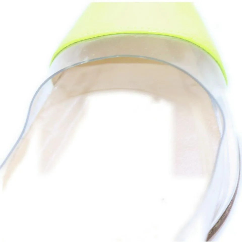 Christian Louboutin 37.5 Neon Yellow x Clear Bis un Bout So Kate Heels 855101
