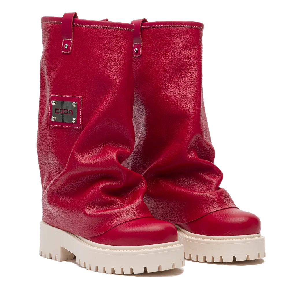 CHUNKY – Leather Boots Red