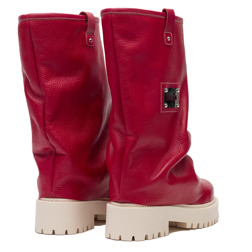 CHUNKY – Leather Boots Red