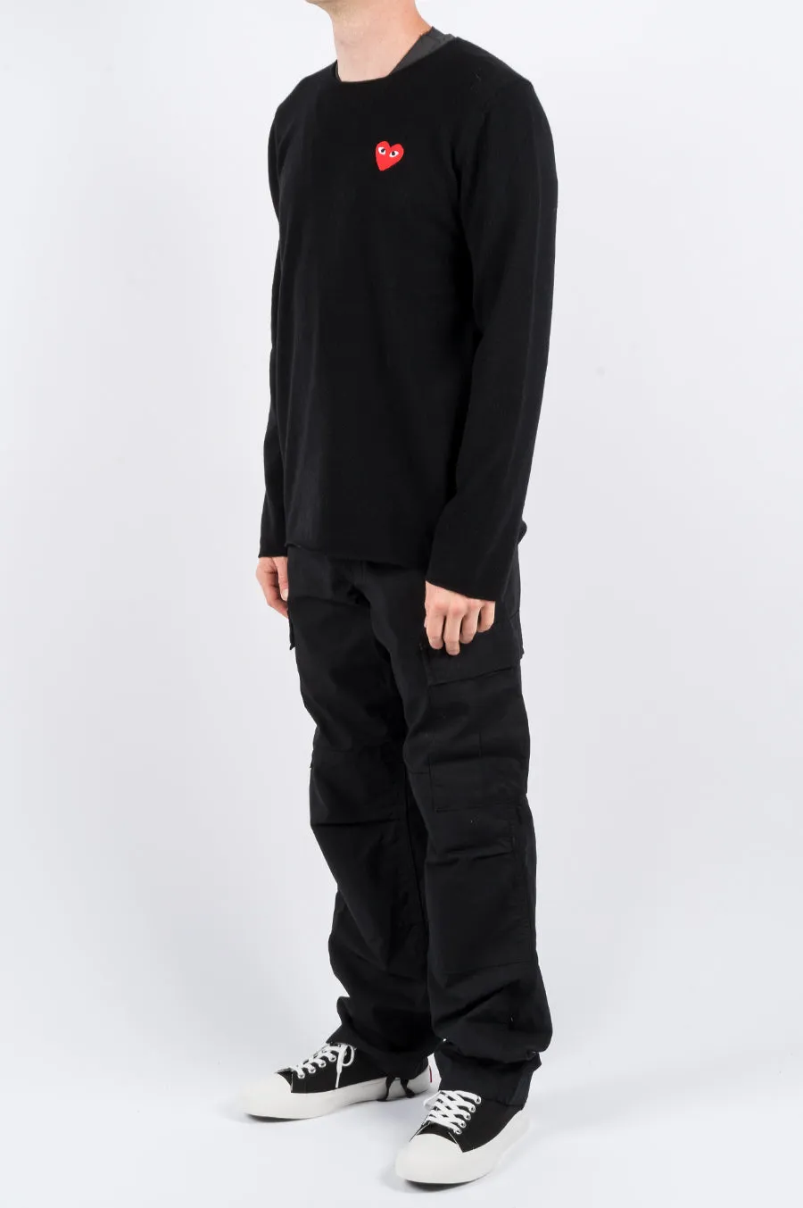 COMME DES GARCONS PLAY BOUNDLESS CREWNECK SWEATER BLACK
