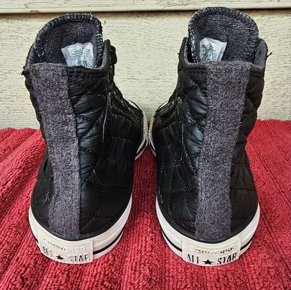 Converse Chuck Taylor All Star Black Quilted Lined Hi-Top Sneakers Size:M7/W9