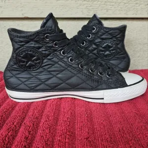 Converse Chuck Taylor All Star Black Quilted Lined Hi-Top Sneakers Size:M7/W9