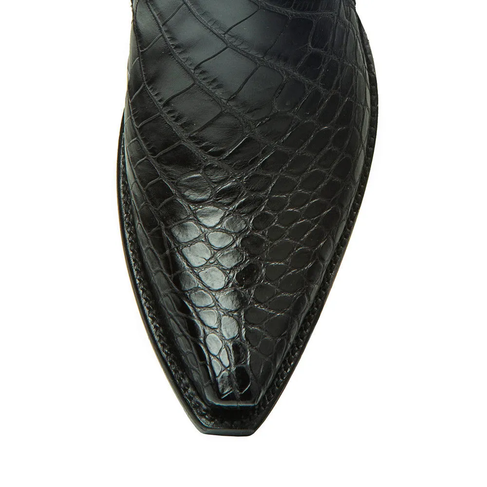 Crocodile/Calf Ankle Zipper - Black