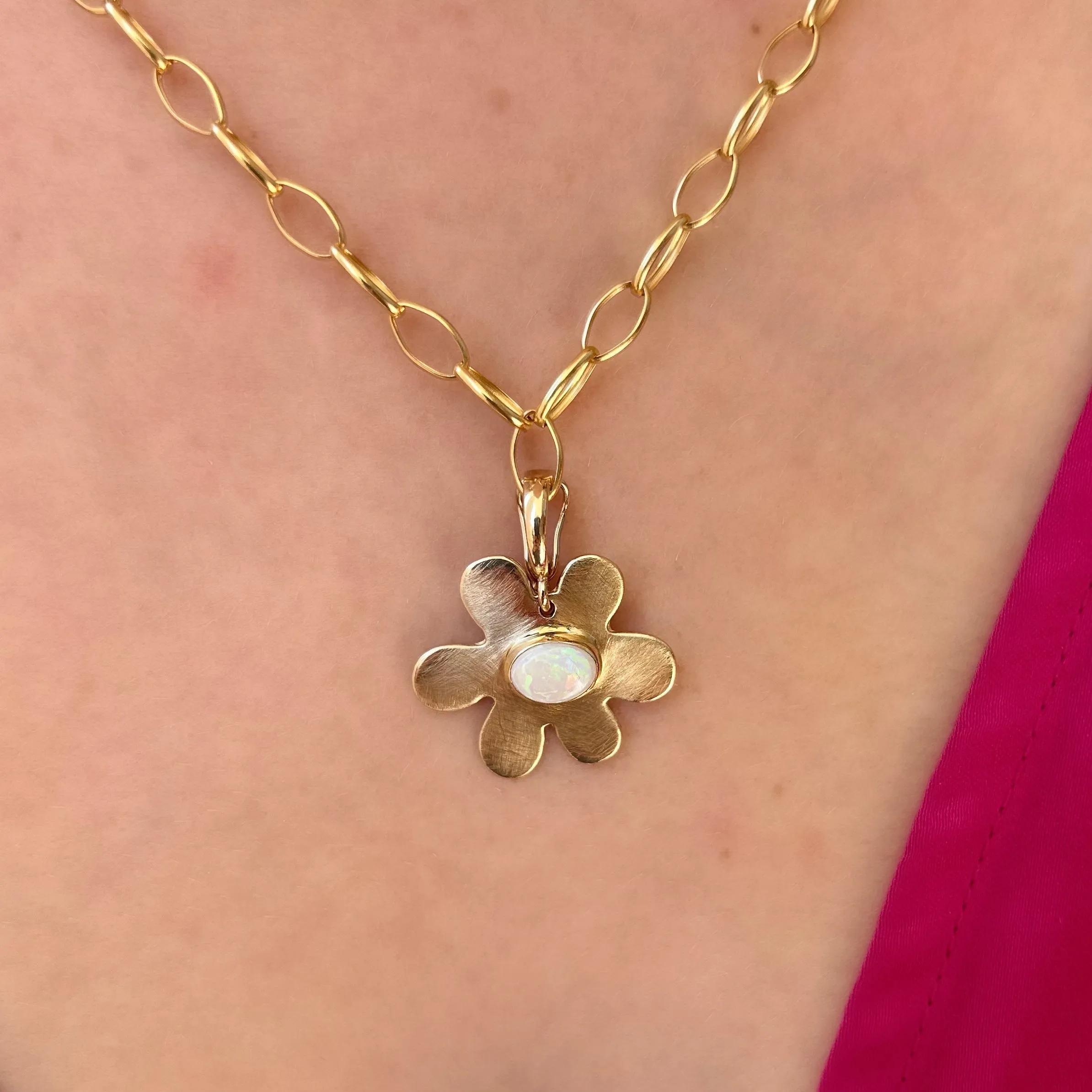 Daisy Charm with Opal
