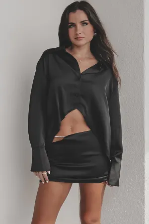 DEAL I Know Your Secrets Satin Two Piece Skirt Set