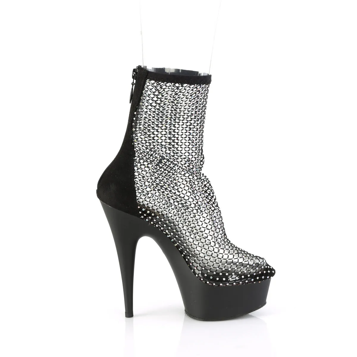 DELIGHT-1009  Black Faux Suede-RS Mesh/Black Matte
