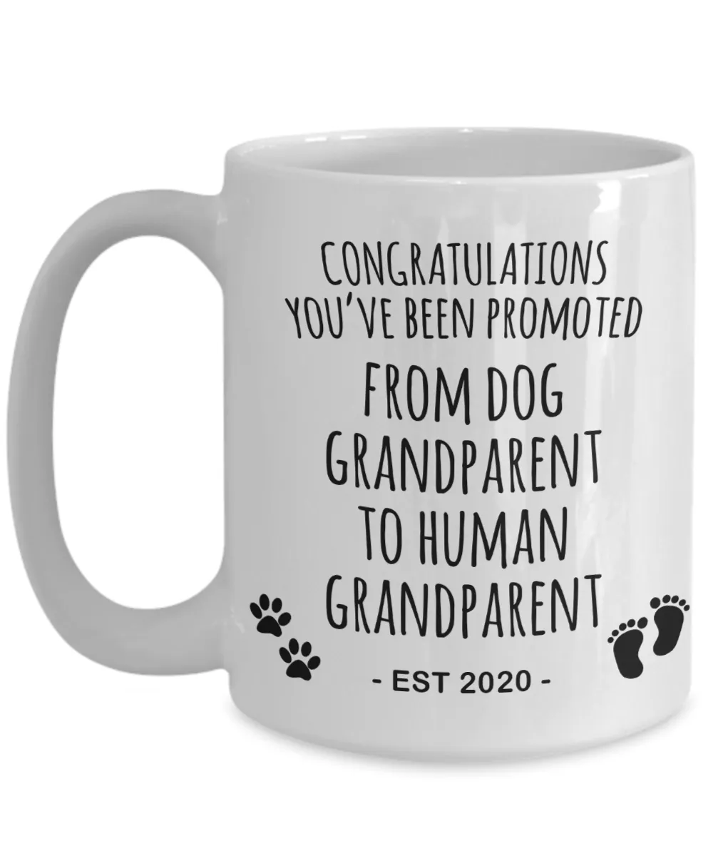 Dog Grandparent To Human Grandparent Mug Est 2020 Pregnancy Reveal Gift First Time Grandparent Promoted to Grandparent Coffee Cup Baby Announcement