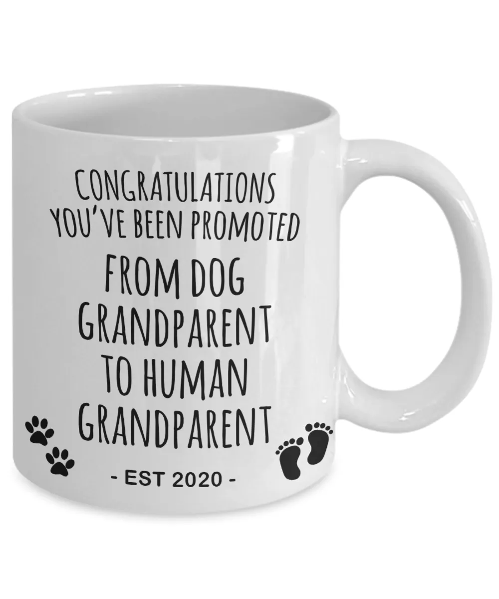 Dog Grandparent To Human Grandparent Mug Est 2020 Pregnancy Reveal Gift First Time Grandparent Promoted to Grandparent Coffee Cup Baby Announcement