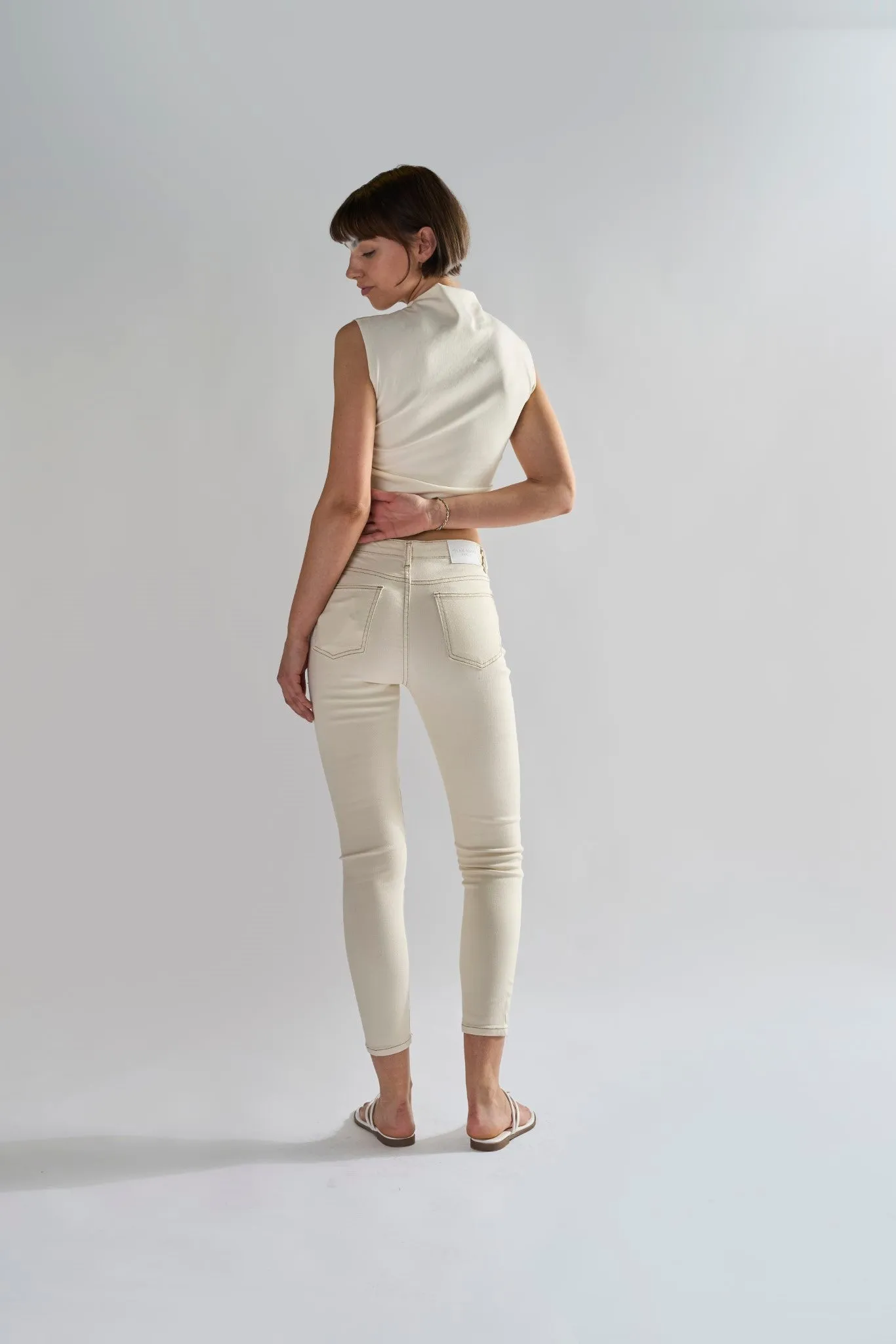 Ecru High Waisted Skinny Jeans