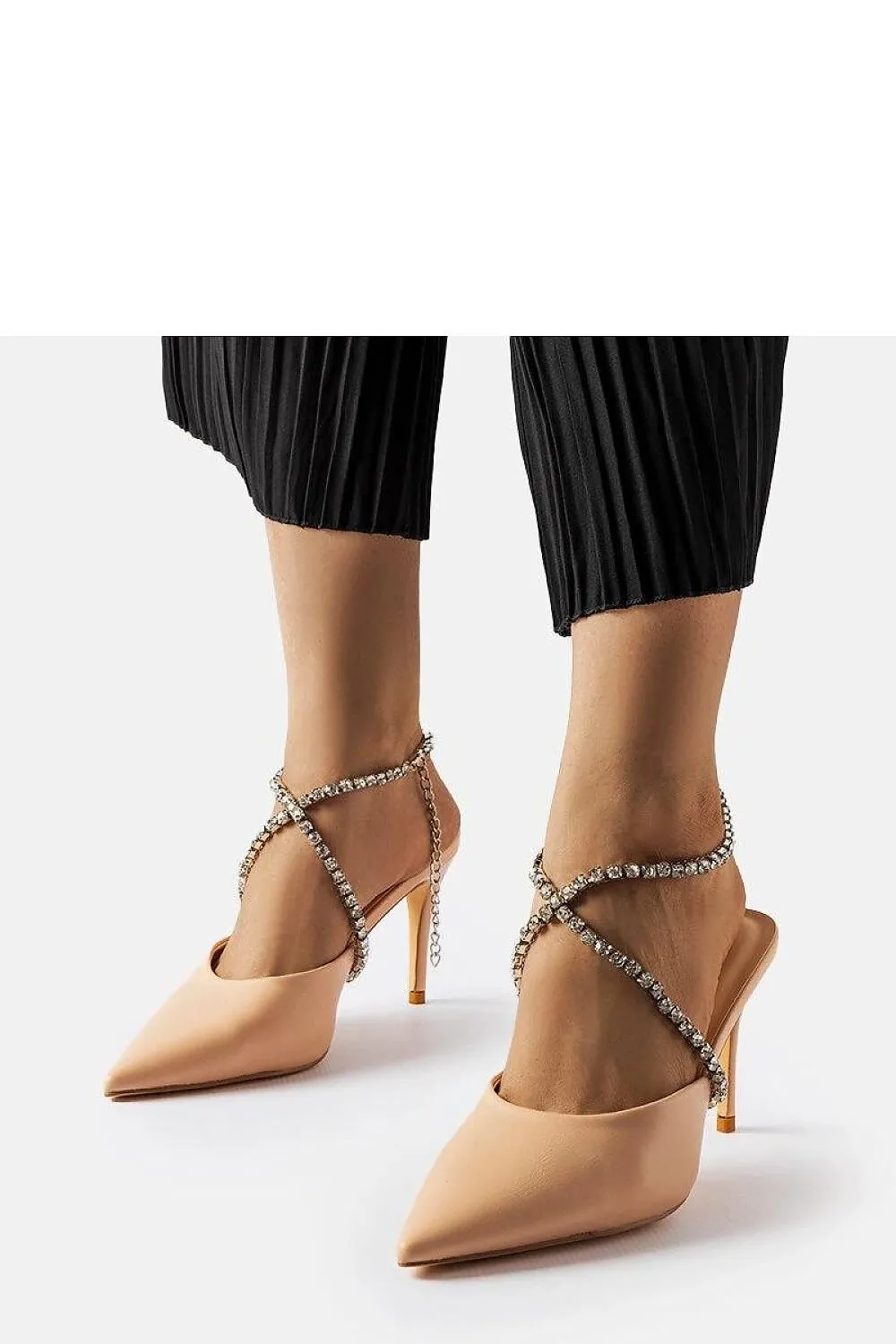 Elegant beige stiletto sandals