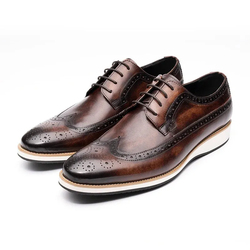 Eleganza Handgefertigte Leder-Derby Oxfords