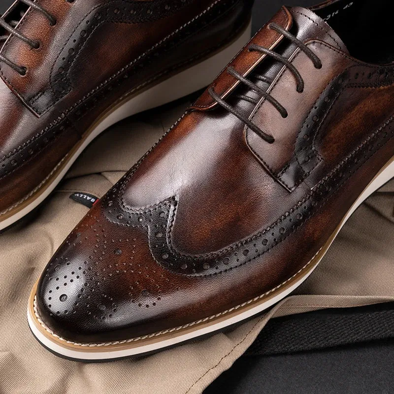 Eleganza Handgefertigte Leder-Derby Oxfords