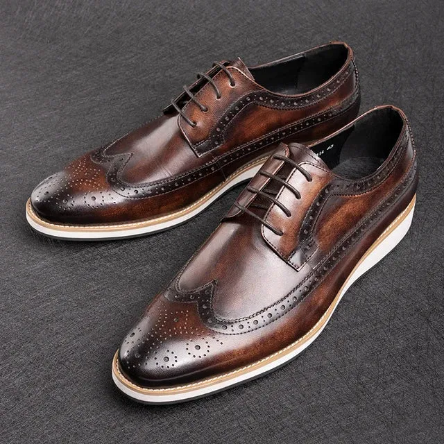 Eleganza Handgefertigte Leder-Derby Oxfords