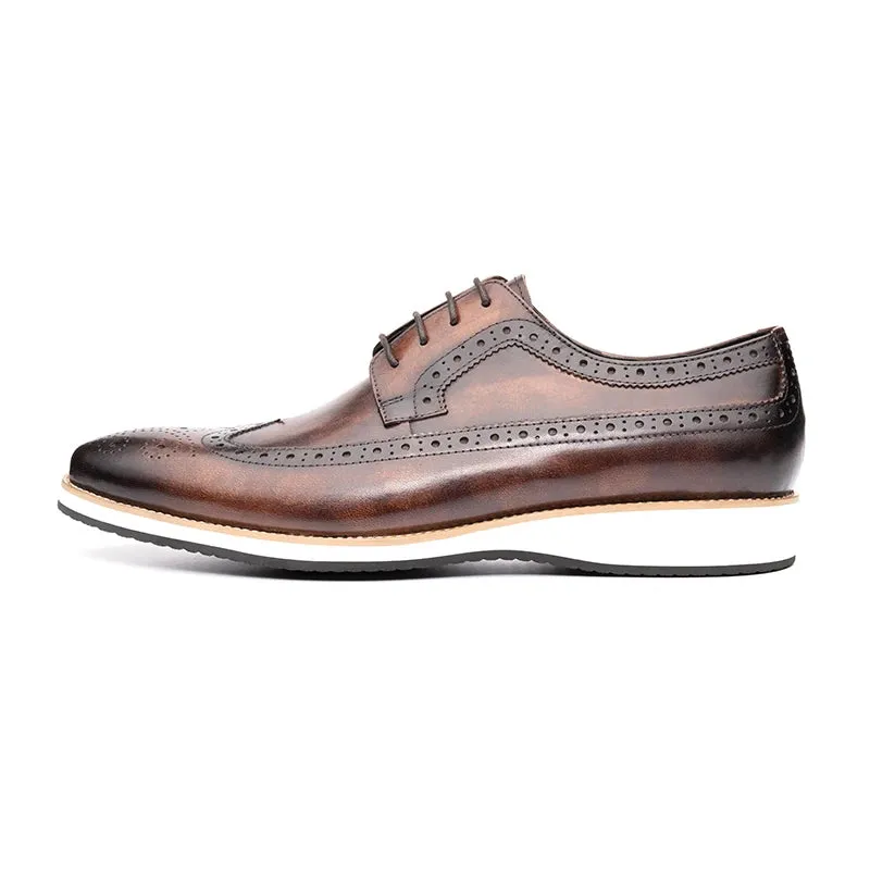 Eleganza Handgefertigte Leder-Derby Oxfords