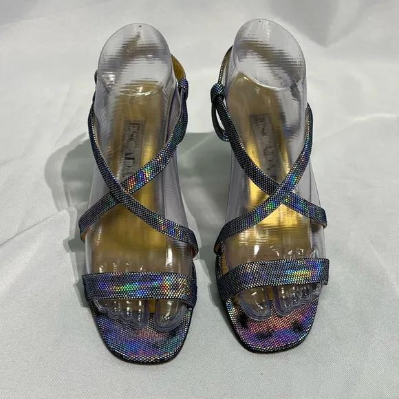 ESCADA Vintage Metallic Rainbow Strappy Heels - size 9B