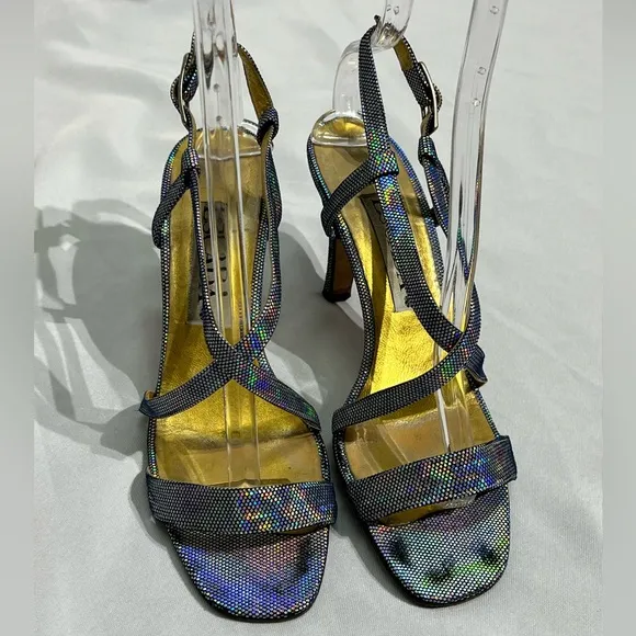 ESCADA Vintage Metallic Rainbow Strappy Heels - size 9B