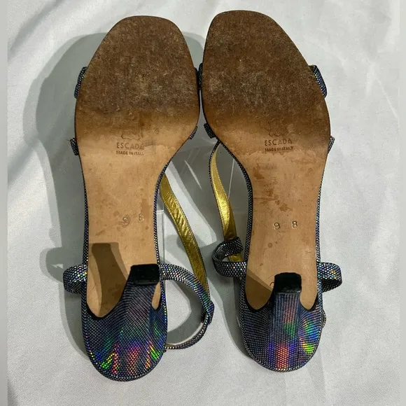 ESCADA Vintage Metallic Rainbow Strappy Heels - size 9B