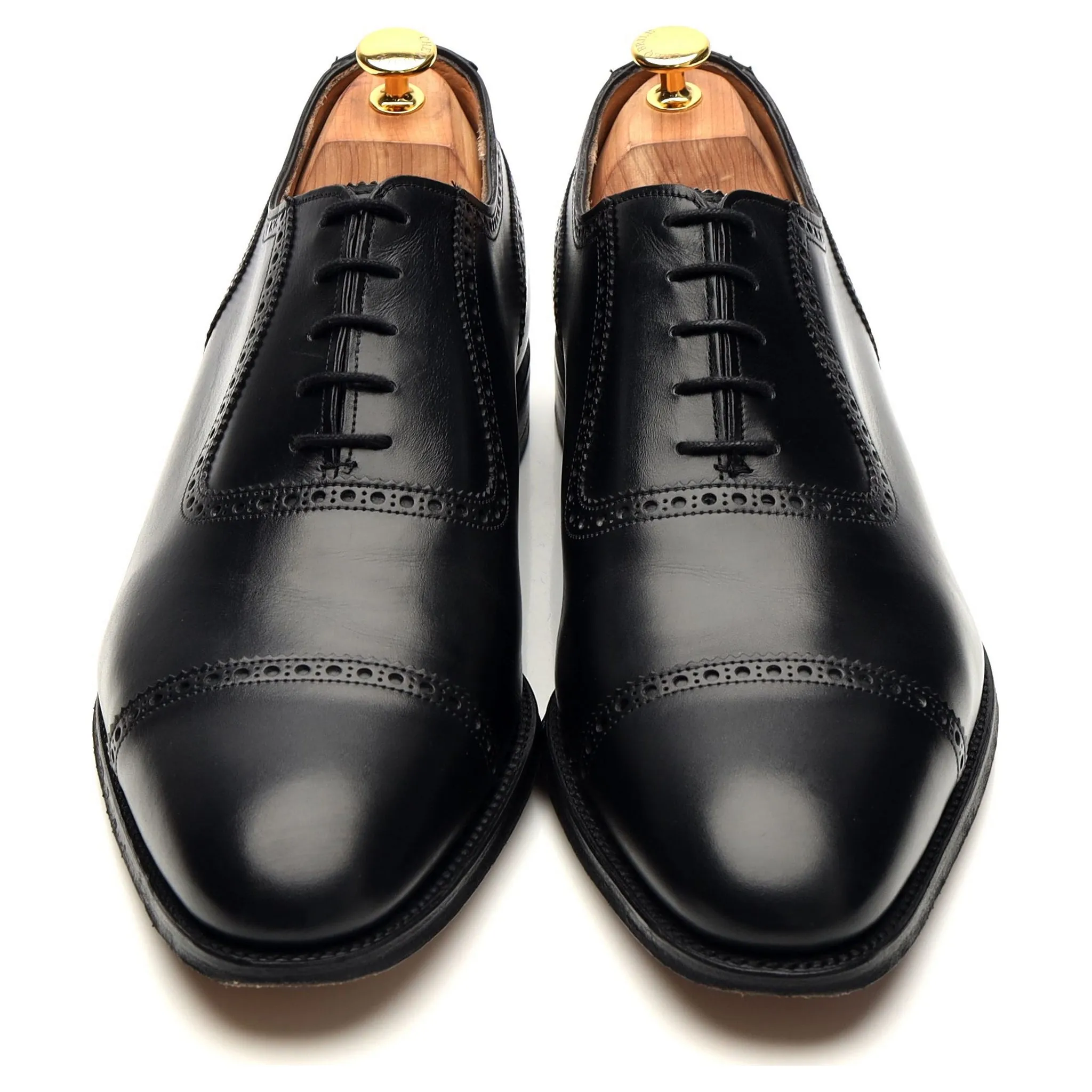 'Fenchurch' Black Leather Oxford Semi Brogues UK 12 F