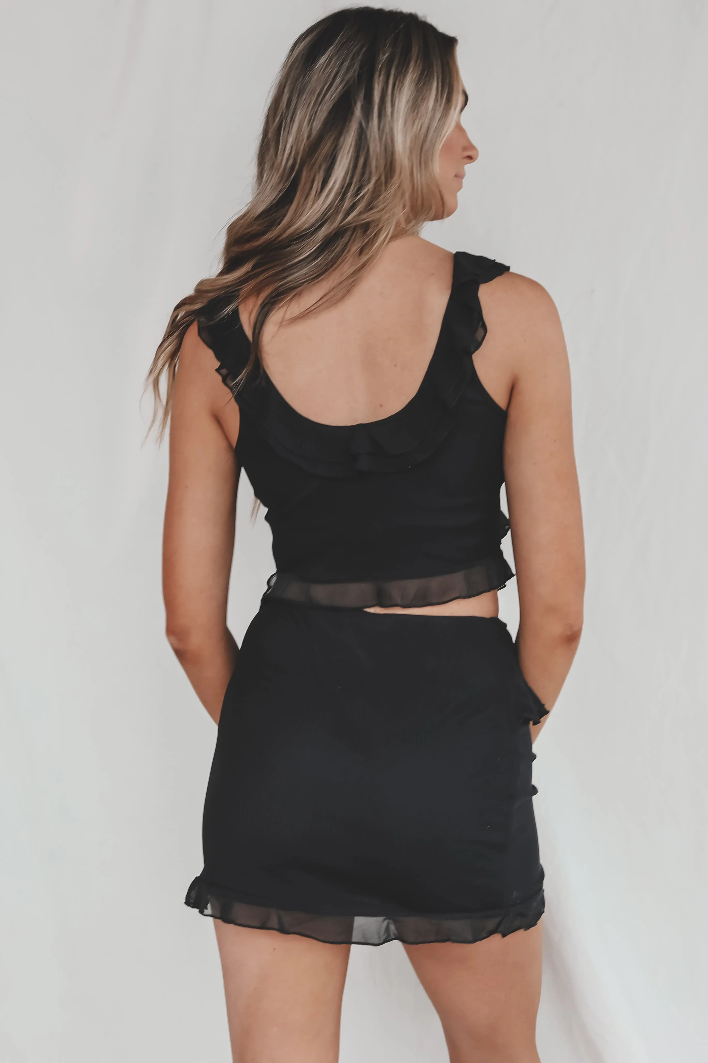 First Date Jitters Black Mesh Set