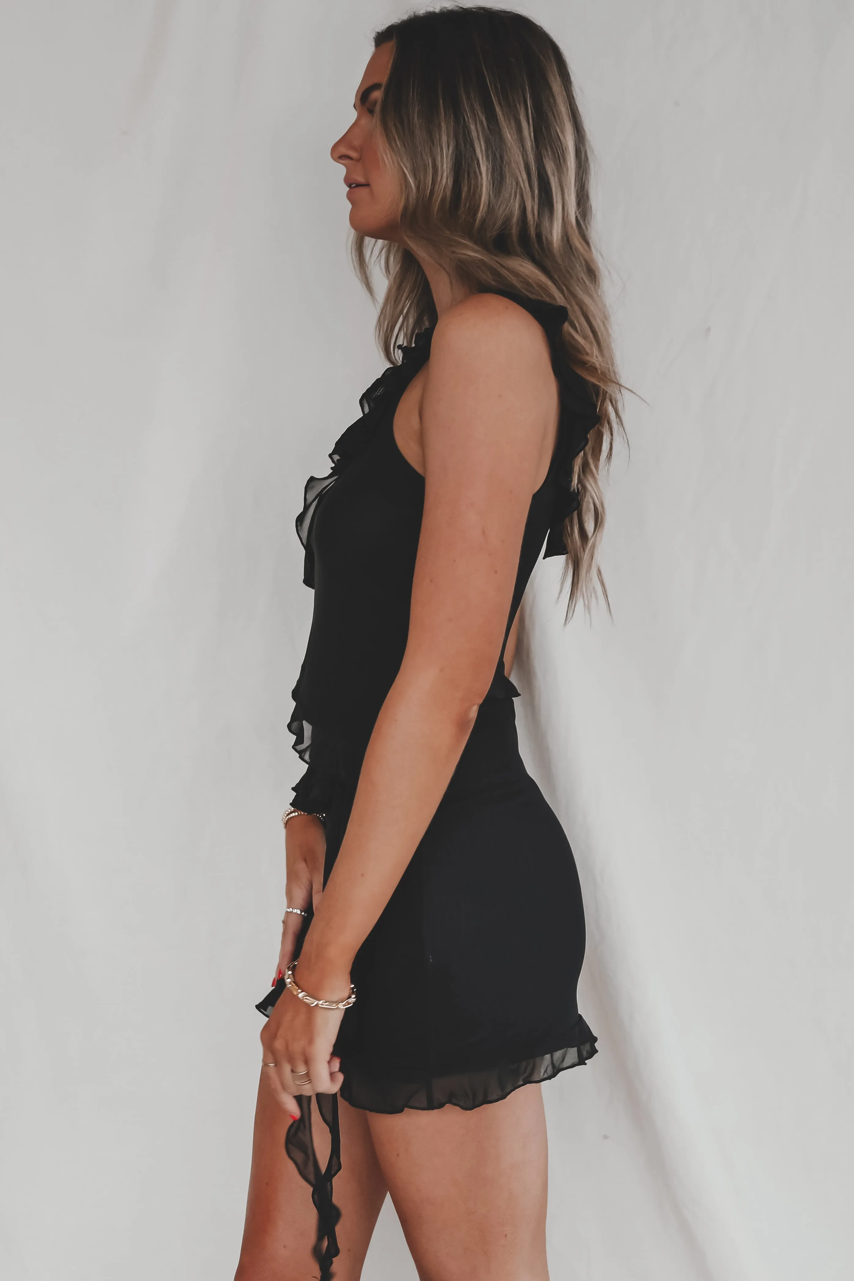 First Date Jitters Black Mesh Set