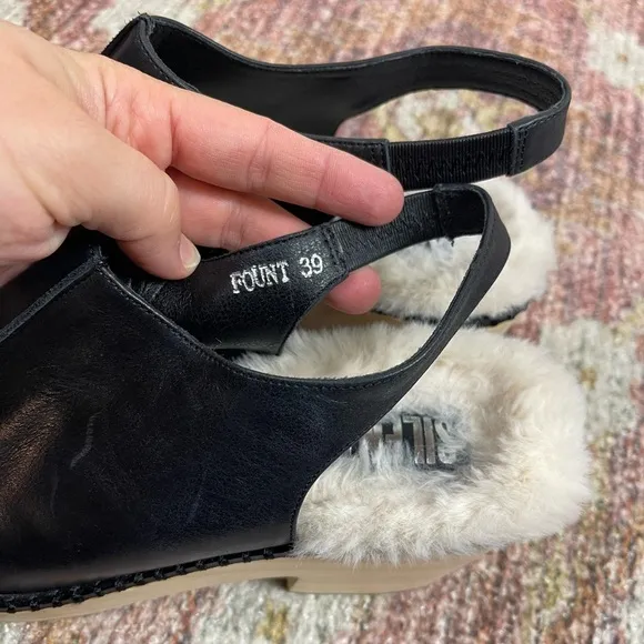 Free People Silent D Delphine Fount Clogs in Black Leather Fur Size 39