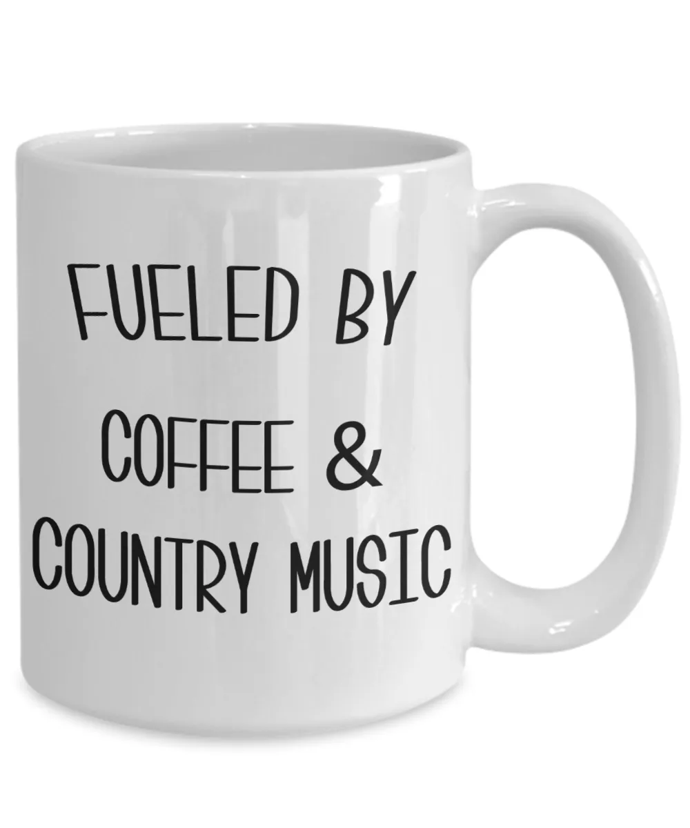 Fueled By Coffee and Country Music Mug Country Coffee Cup Country Western Music Fan Gift for Him Nashville Mug I Love Country