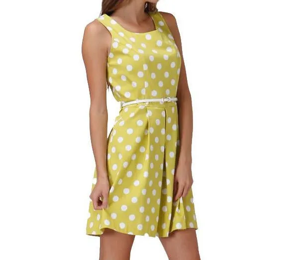 Garden Party Polka Dot Dress With Belt
