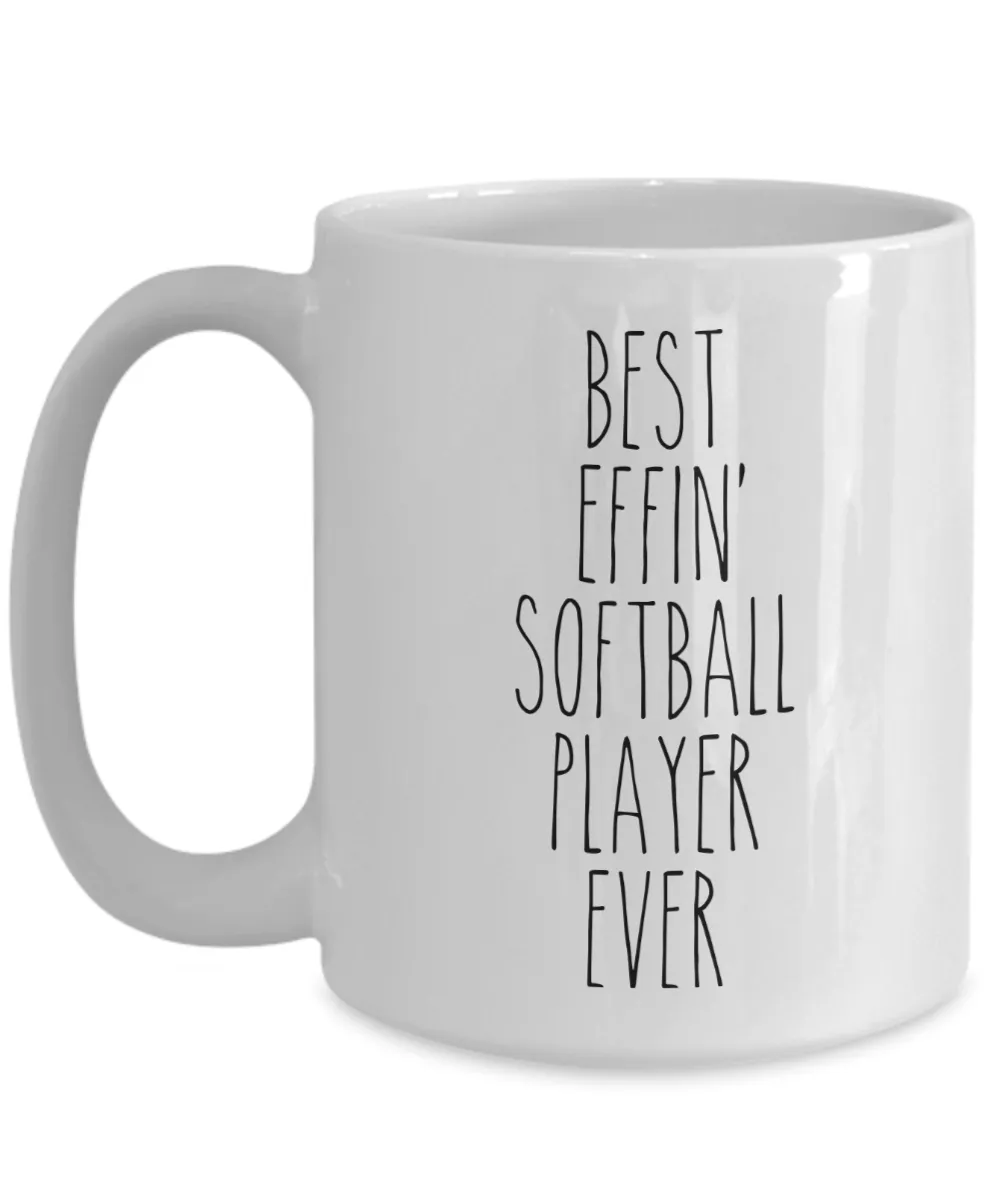 Gift For Softball Player Best Effin' Softball Player Ever Mug Coffee Cup Funny Coworker Gifts