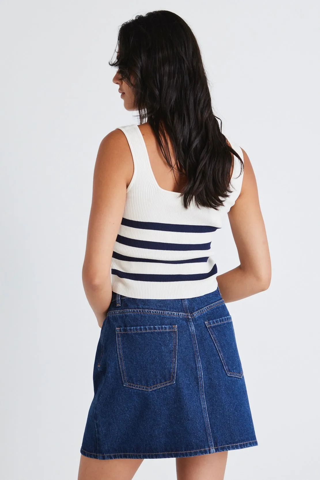Glimpse Indigo Pocket Front Denim Mini Skirt