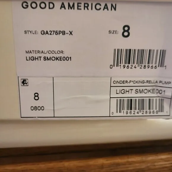 Good American Sz 8 Clear Smoke Black Cinder-F*cking-Rella Stilleto Pumps NWT