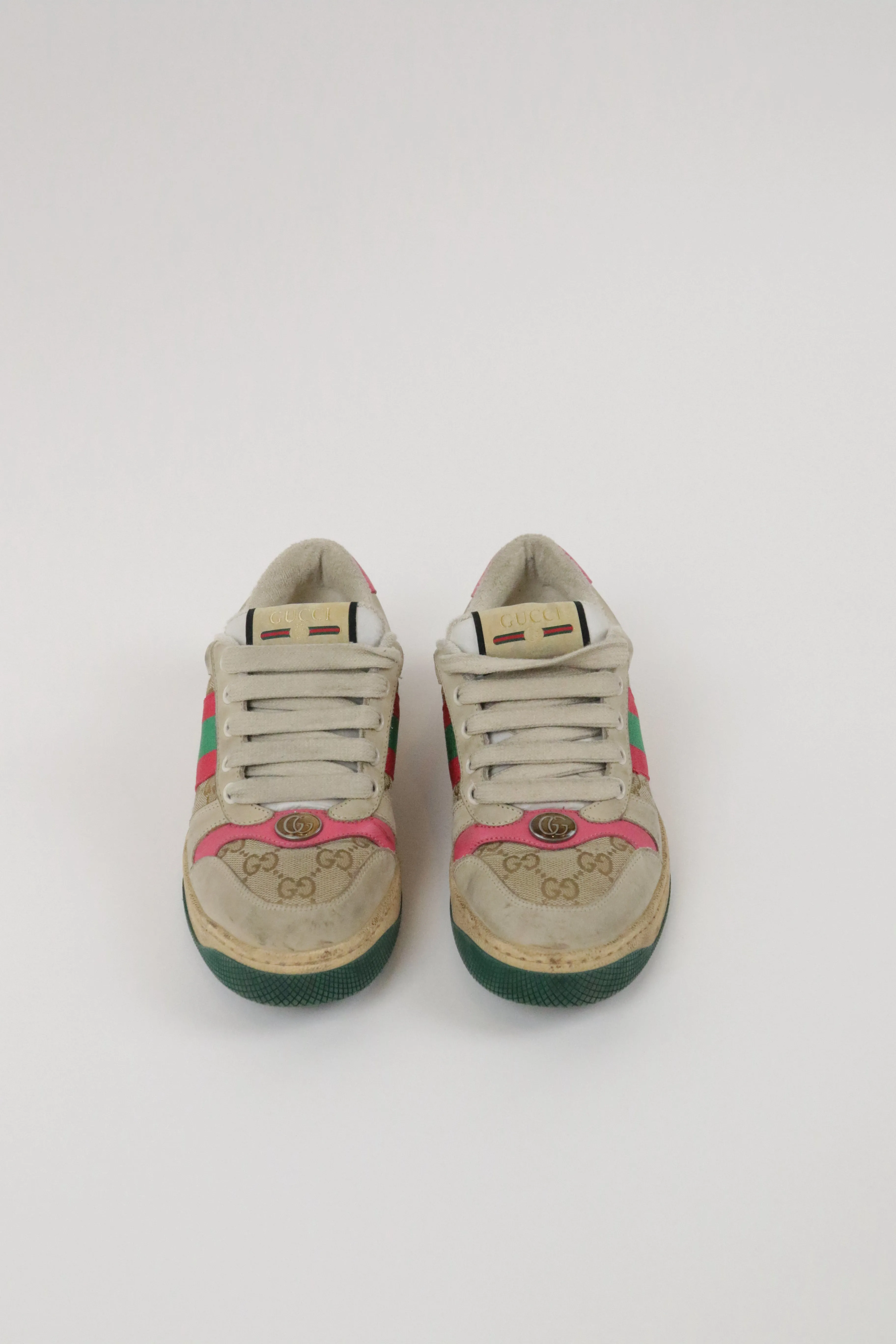Gucci Pink Canvas Screener Sneakers