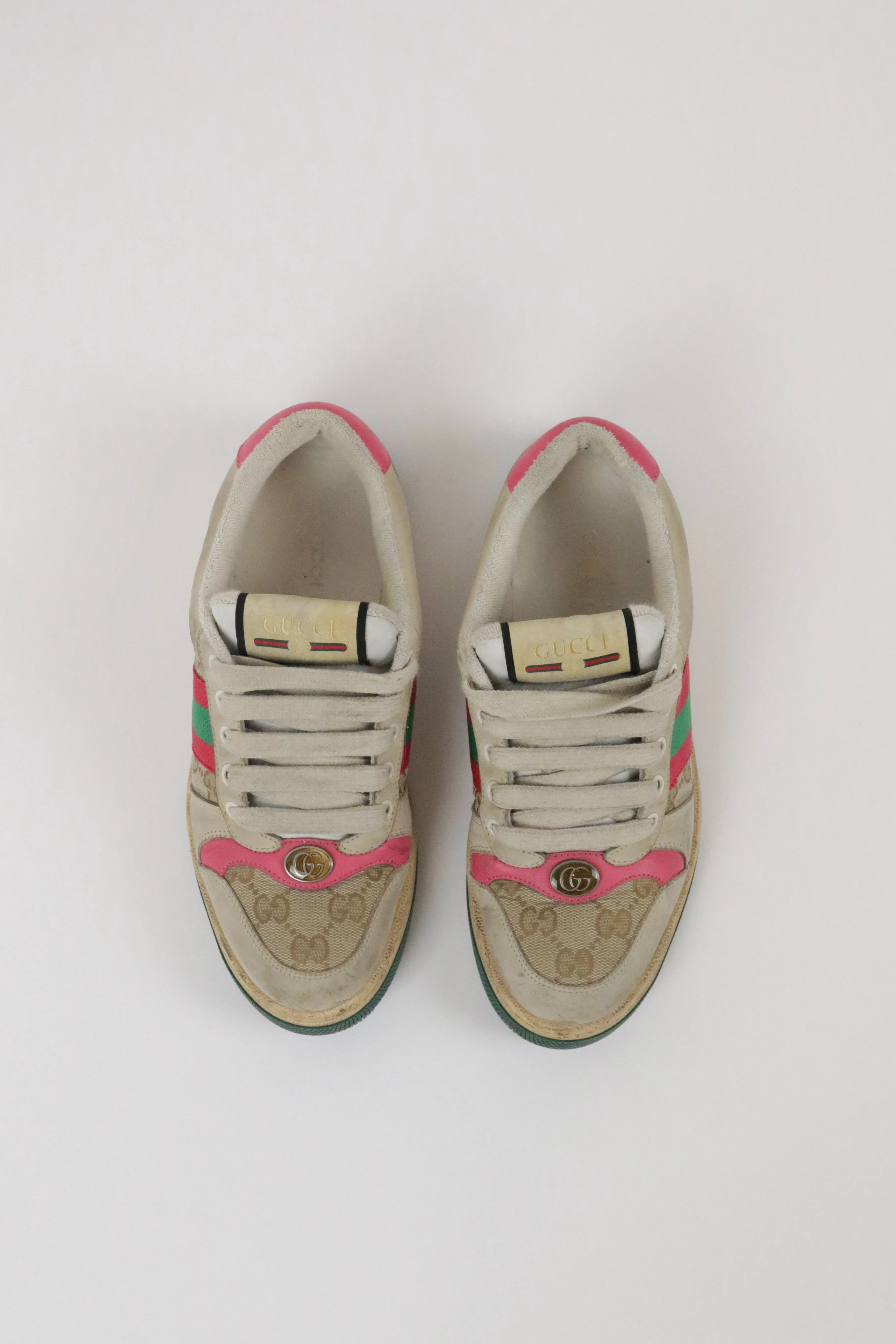 Gucci Pink Canvas Screener Sneakers