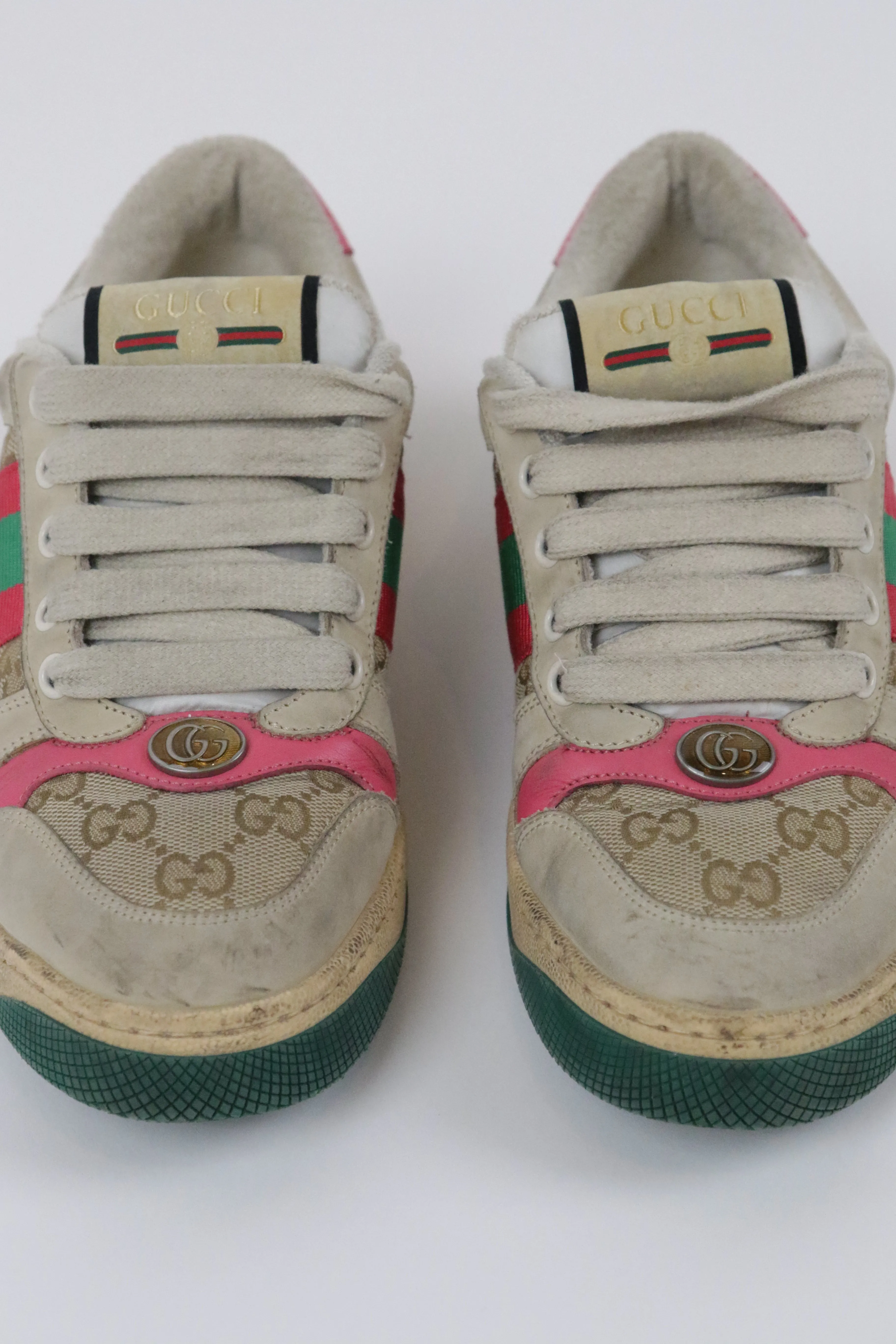 Gucci Pink Canvas Screener Sneakers