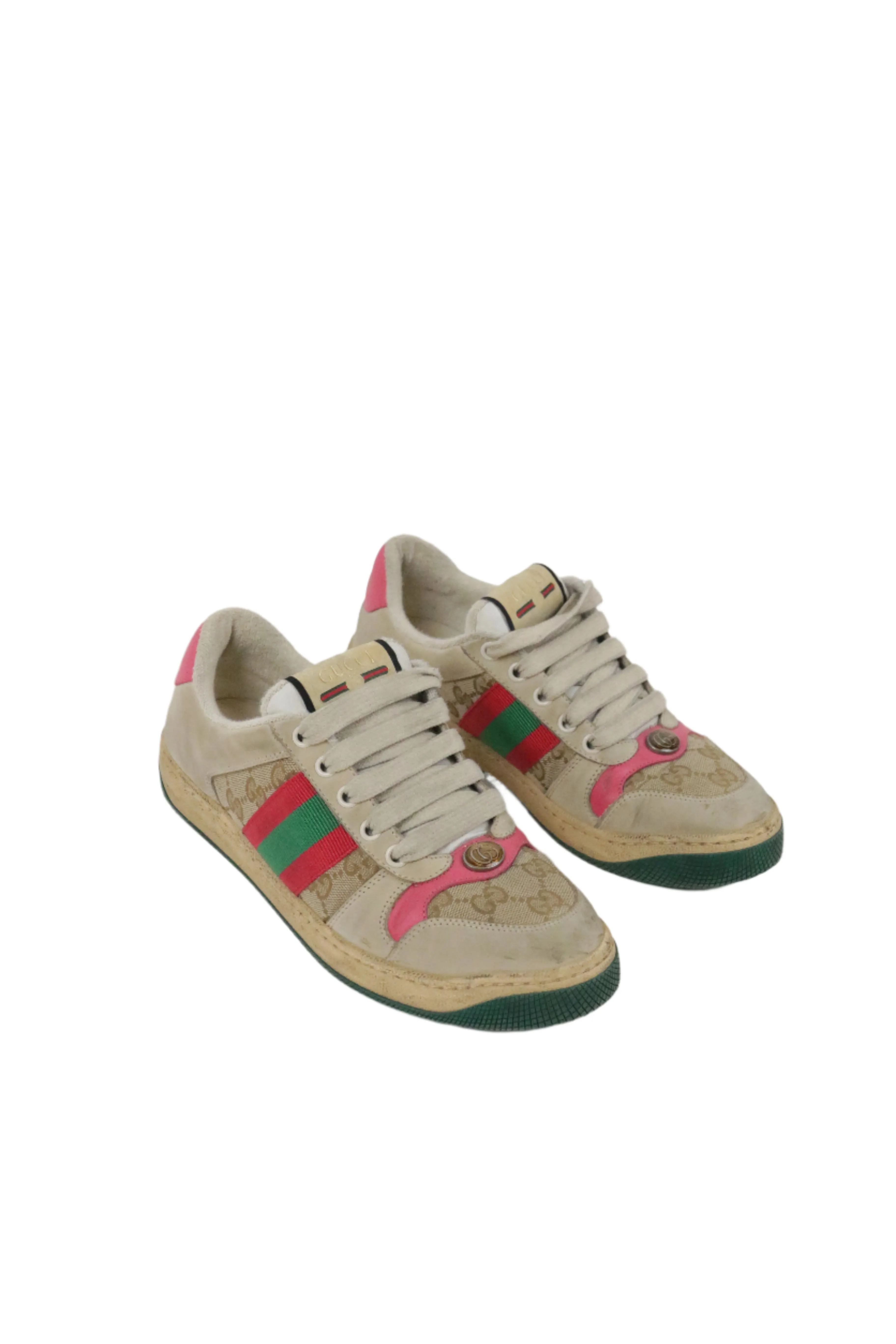 Gucci Pink Canvas Screener Sneakers