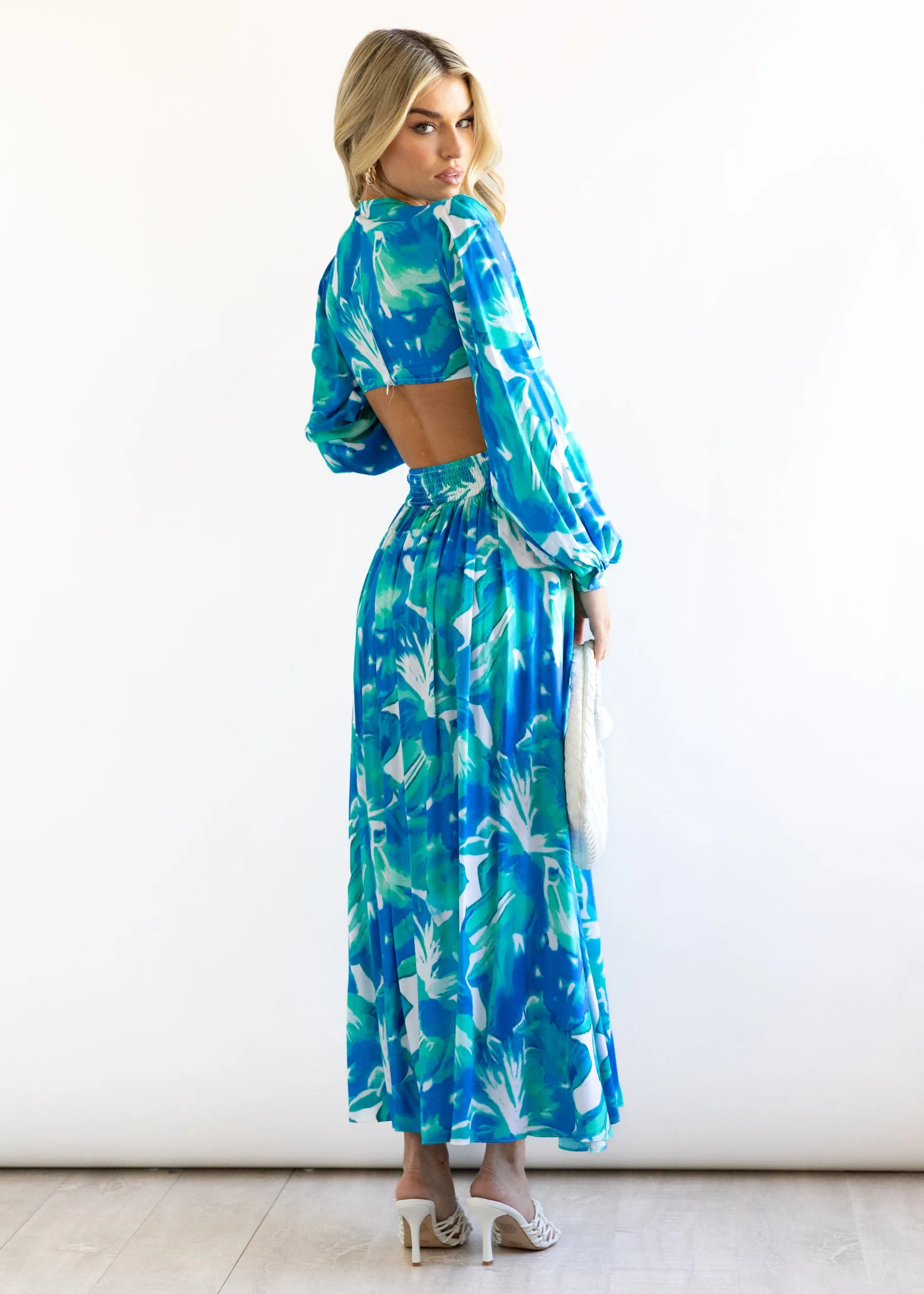 Gyneth Midi Dress - Blue Floral