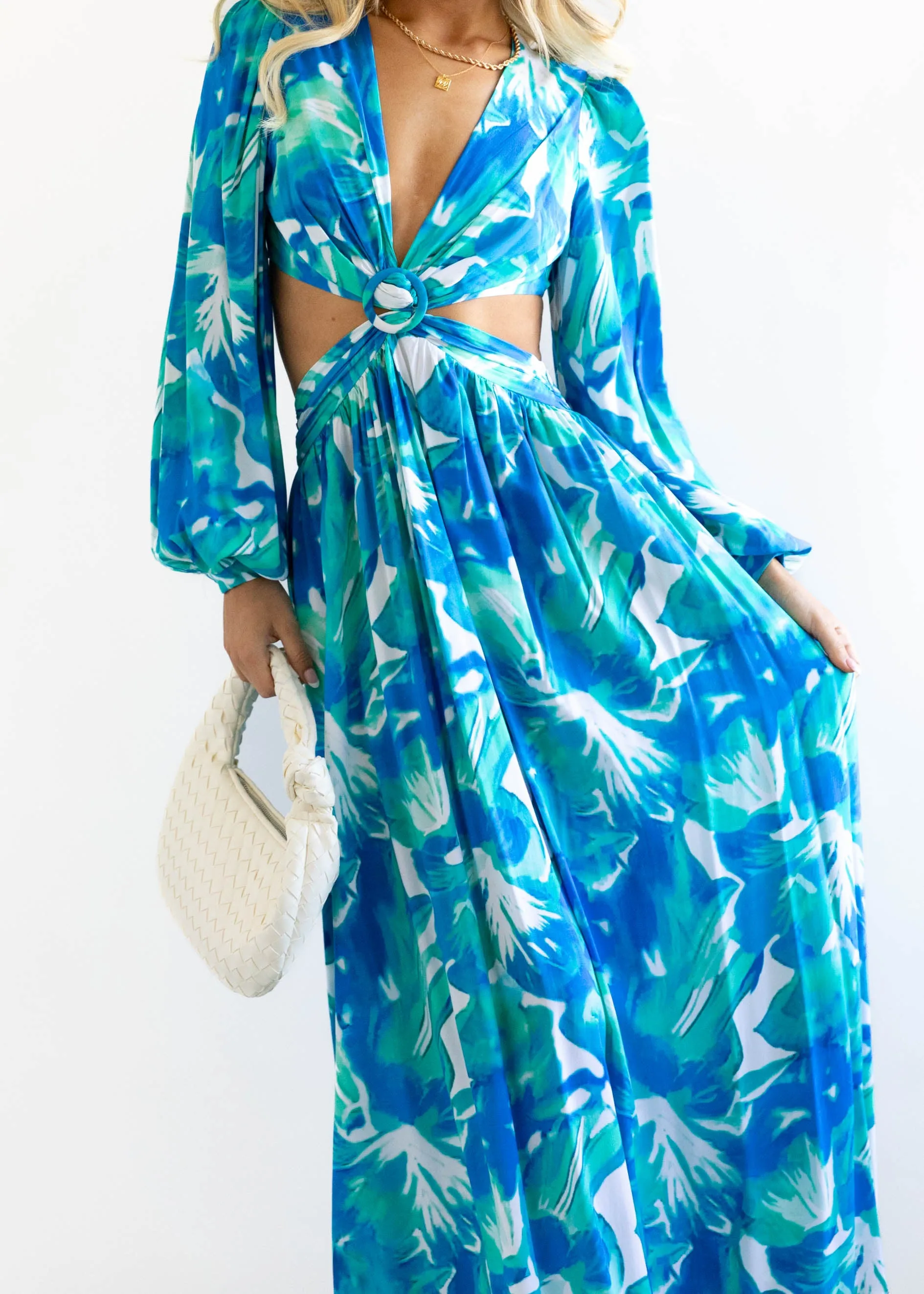 Gyneth Midi Dress - Blue Floral