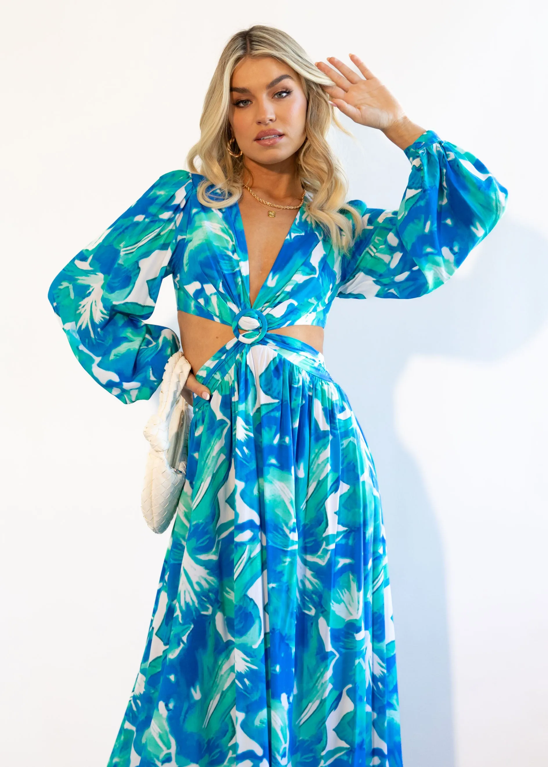 Gyneth Midi Dress - Blue Floral