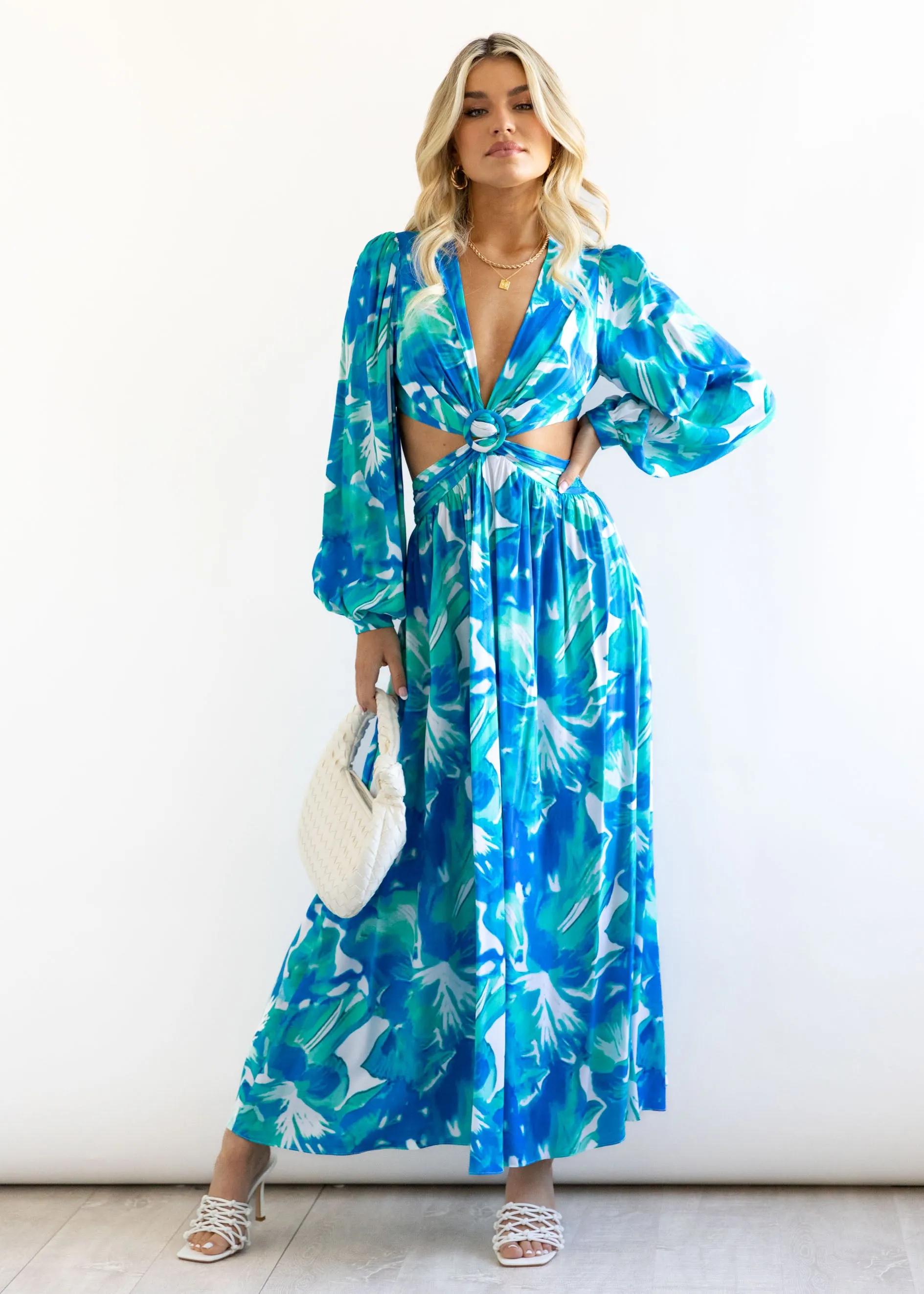 Gyneth Midi Dress - Blue Floral
