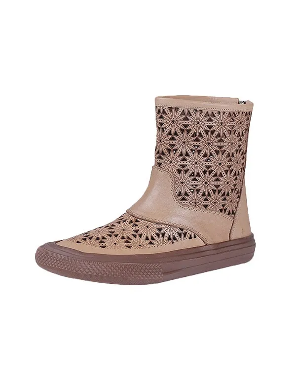 Handmade Wide Toe Retro Leather Summer Boots