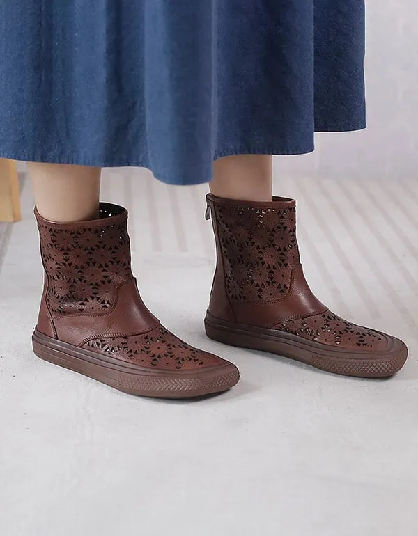 Handmade Wide Toe Retro Leather Summer Boots
