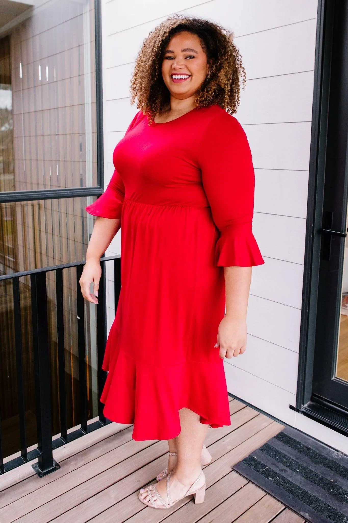Hazel Blues® | Cloudy Skies Dress in Crimson