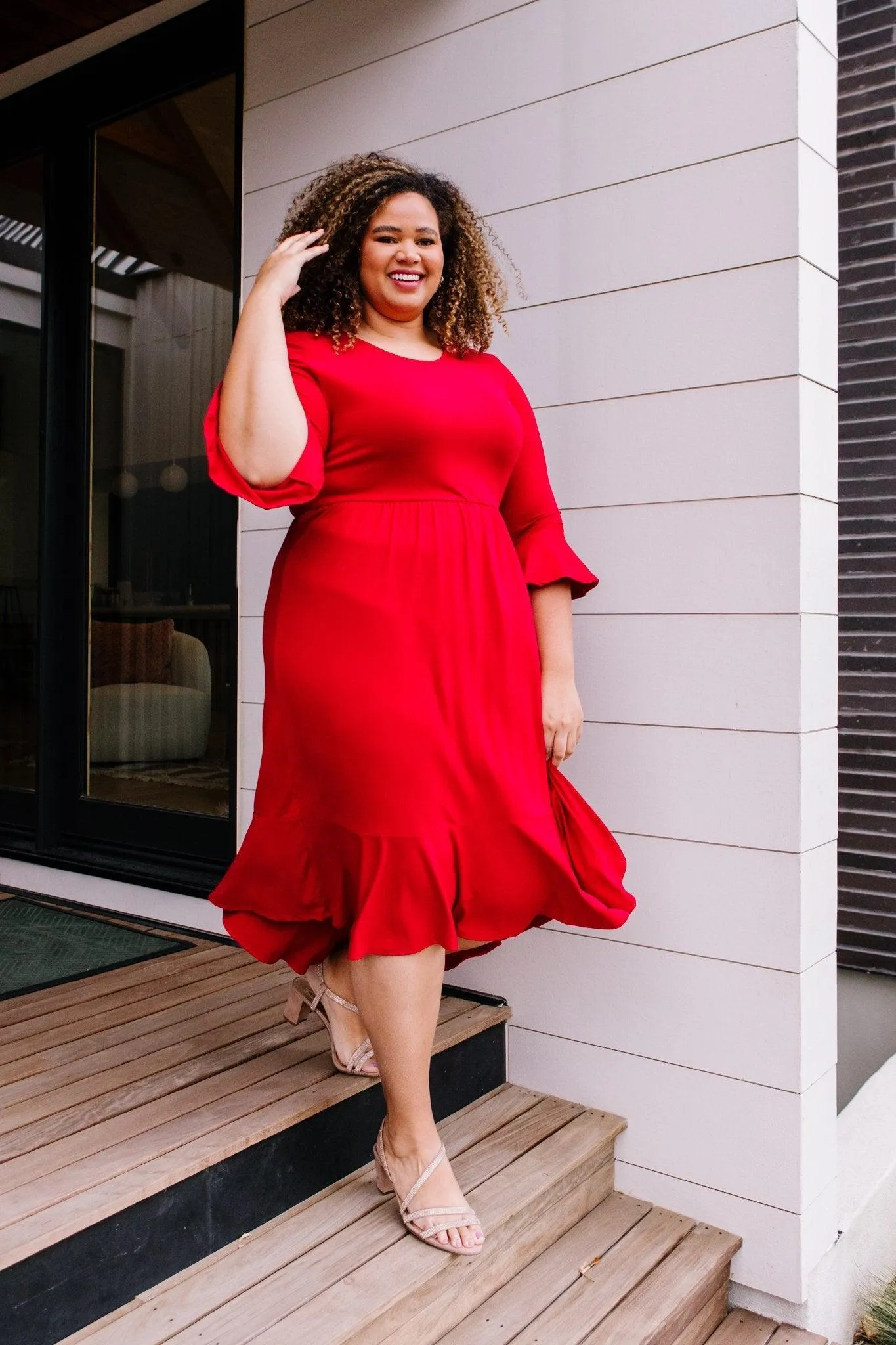 Hazel Blues® | Cloudy Skies Dress in Crimson