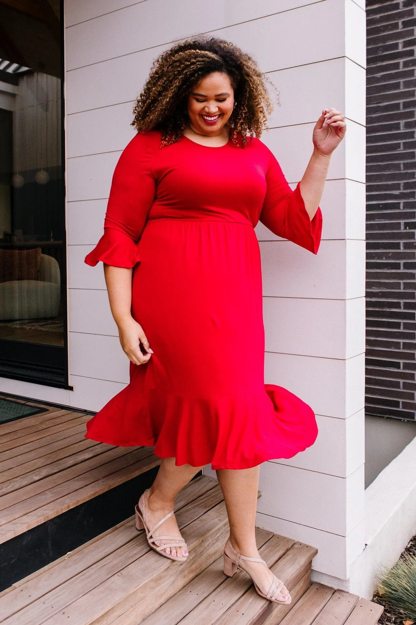 Hazel Blues® | Cloudy Skies Dress in Crimson