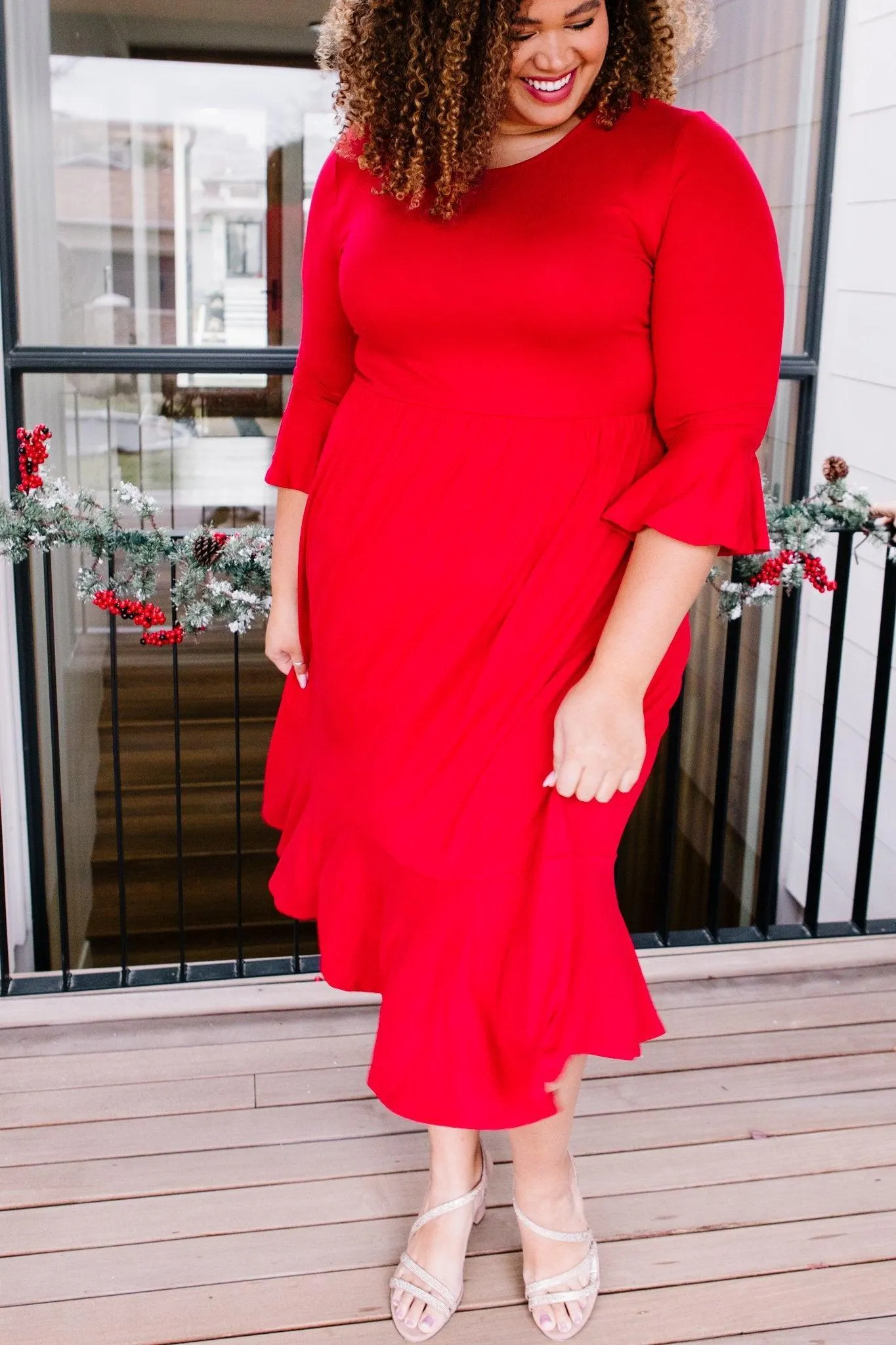 Hazel Blues® | Cloudy Skies Dress in Crimson