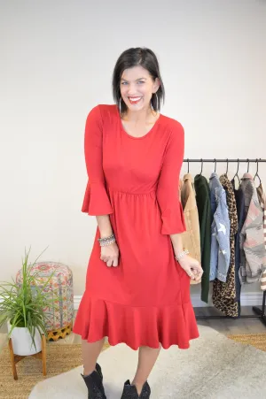 Hazel Blues® | Cloudy Skies Dress in Crimson
