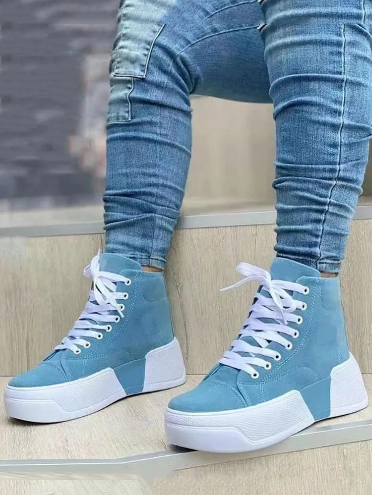 High Top Lace-Up Suede Sneakers
