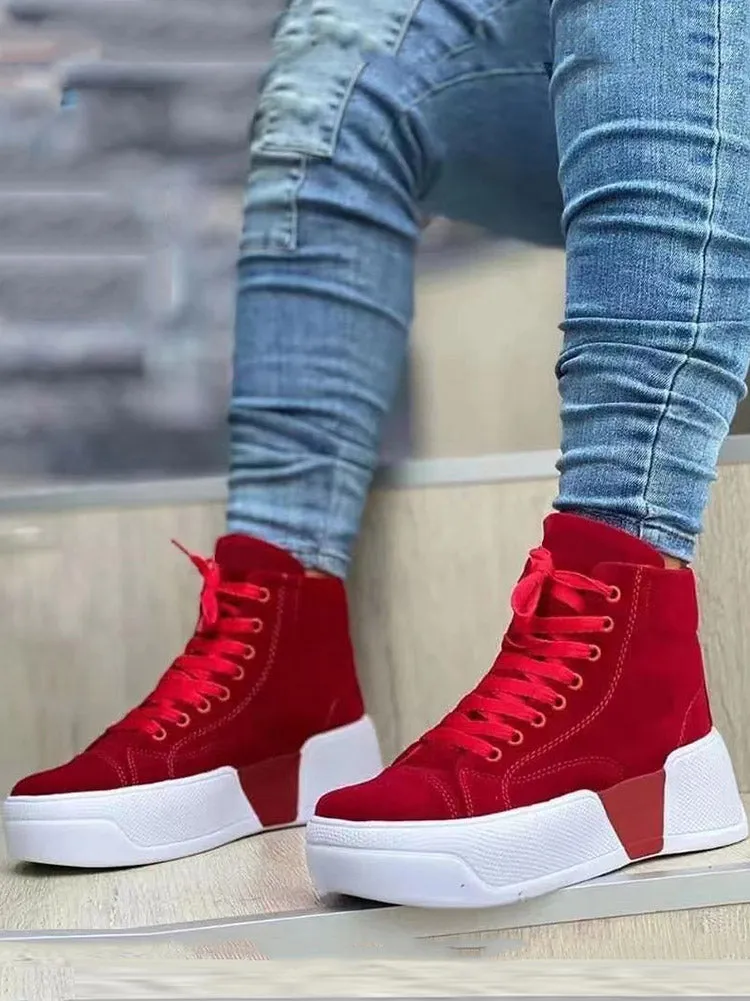 High Top Lace-Up Suede Sneakers