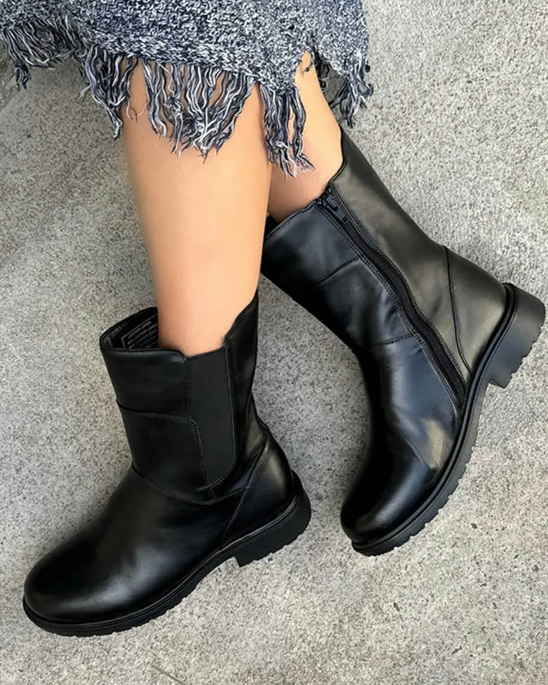 Human Shoes Summer Leather Ankle Boots Black