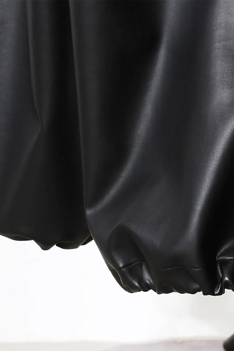HWT1214 Luxe Leather Panel Wide-Leg Pants