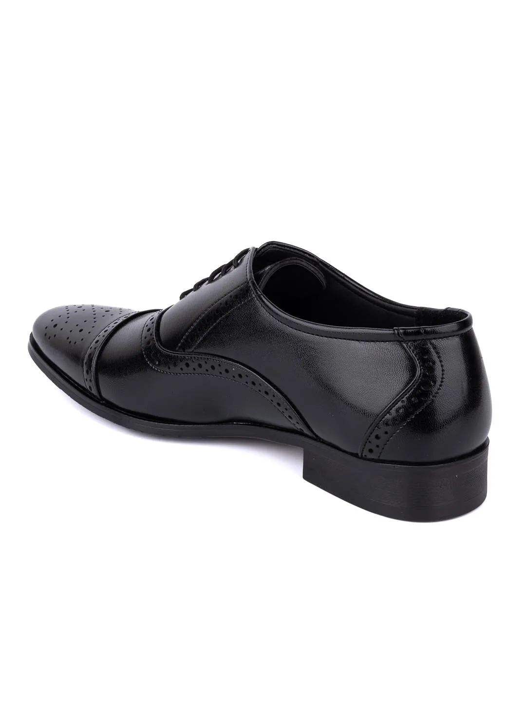 Hydes N Hues Men Black Textured Formal Oxfords